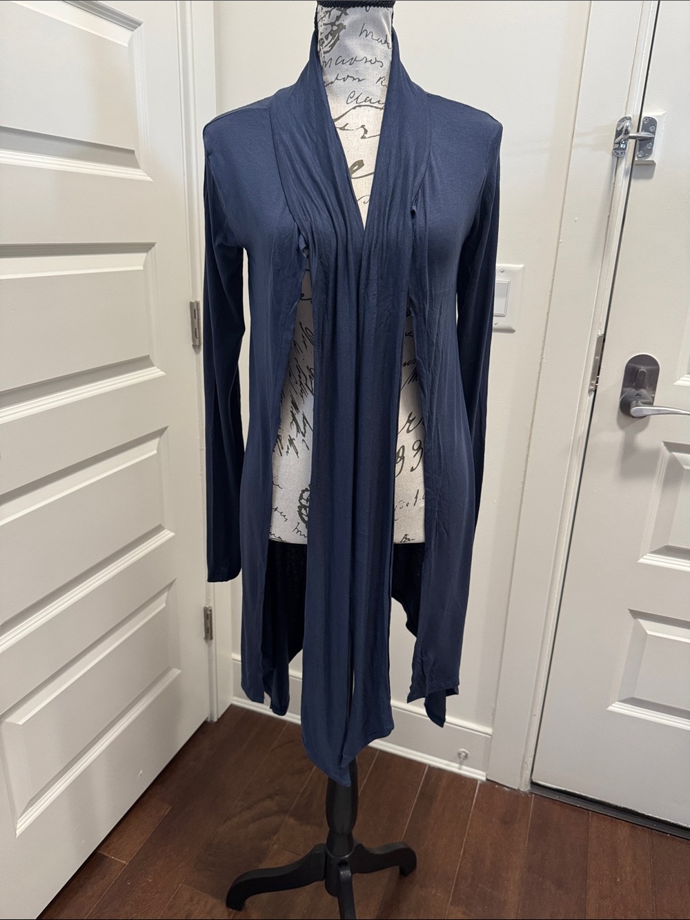Zara Navy Longline Open Cardigan